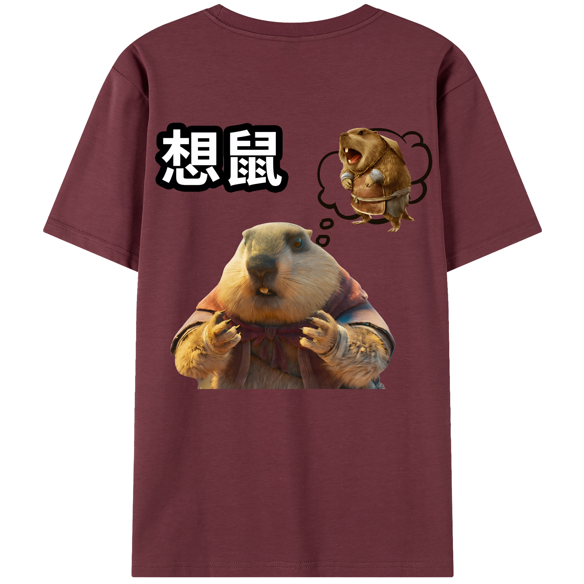 （画像用） Ne Zha 2 ナタ 魔童の大暴れ 綿100％半袖Tシャツ（背面プリント）